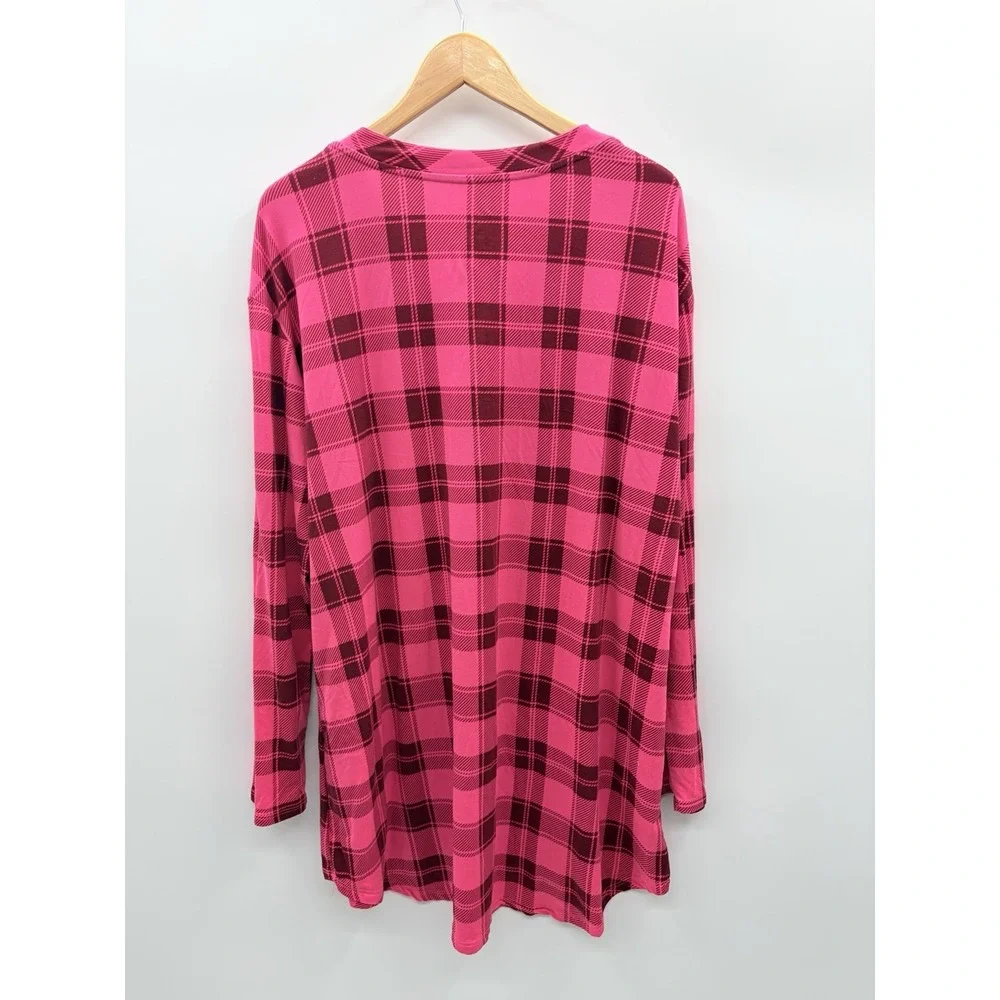 Roudelain Womens Size XXL Cozy Luxe Henley Sleep Shirt Dara Buffalo Plaid 621